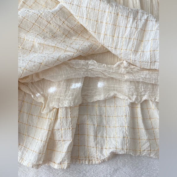 Chic Connection Cream Embroidered Boho Mini Dress Tassel Tie V-Neck Medium - Picture 9 of 16